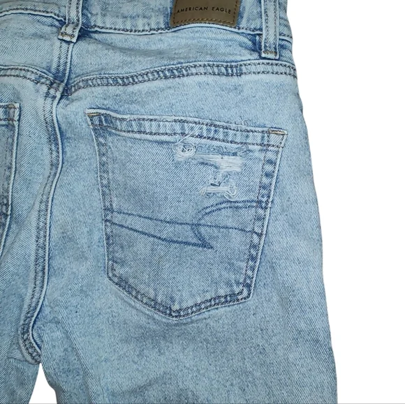 American Eagle Super High-rise Ankle StraightDistressed Denim Blue Jeans Size 00 - Picture 9 of 11